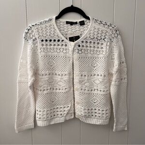 White cotton open knit cardigan Jeanne Pierre size medium
